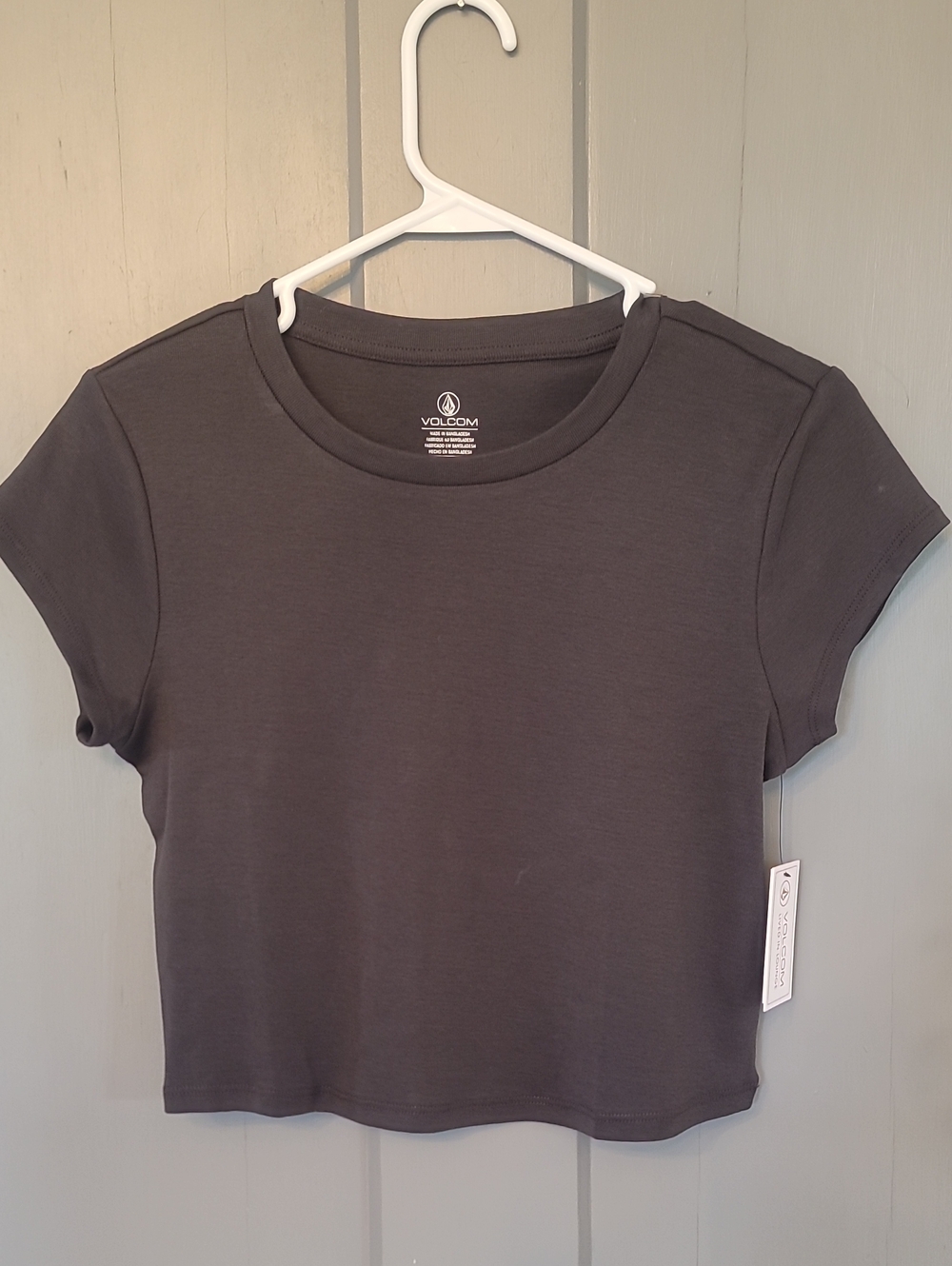 Volcom Women’s Charcoal Crewneck Crop Top